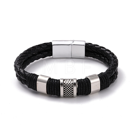 Retro Leather Braided Cord Bracelet for Men BJEW-A039-01B-1