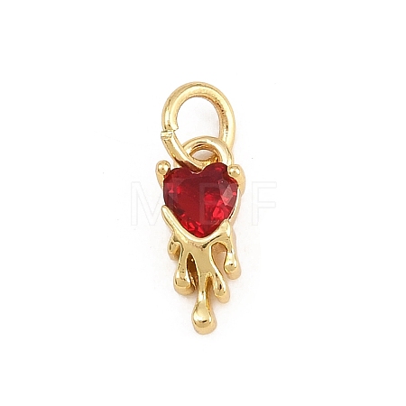 Valentine's Day Brass Micro Pave Red Cubic Zirconia Pendants KK-E798-10C-G-1
