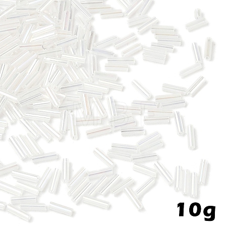 10G Transparent Colours Rainbow Glass Bugle Beads GLAA-YW0004-56C-1