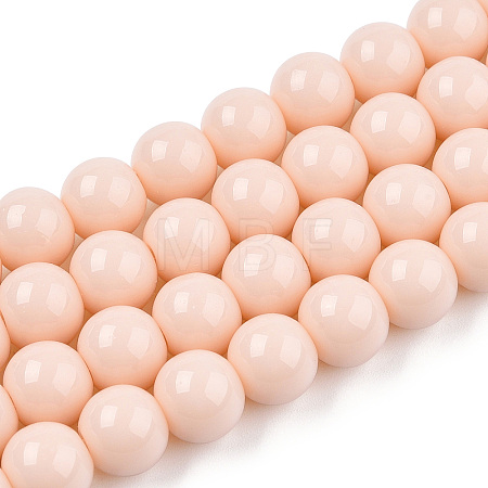Opaque Solid Color Glass Beads Strands GLAA-T032-P8mm-09-1