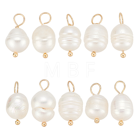 10Pcs Natural Cultured Freshwater Pearl Pendants FIND-LP0001-54-1