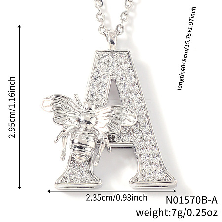 Brass Micro Pave Clear Cubic Zirconia Pendant Necklaces FS-WG7BC7F-01-1