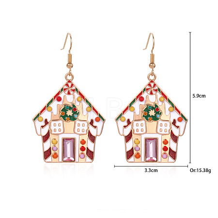 Christmas Alloy Rhinestone Dangle Earrings FS-WGC5D36-05-1