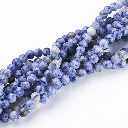 Natural Blue Spot Jasper Bead Strands X-GSR6mmC036-1