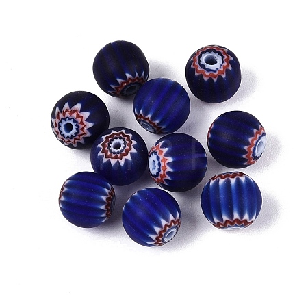 Handmade Millefiori Glass Round Beads LA-N002-10A-1