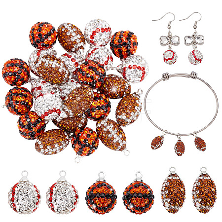 24Pcs 3 Style Handmade Polymer Clay Rhinestone Pendants PALLOY-OC00047-1