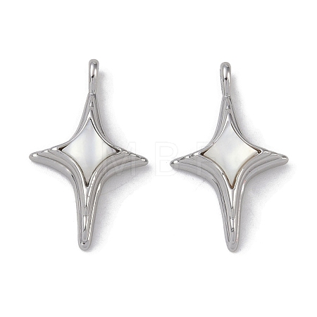 Brass Pave Shell Pendants KK-G497-09P-1