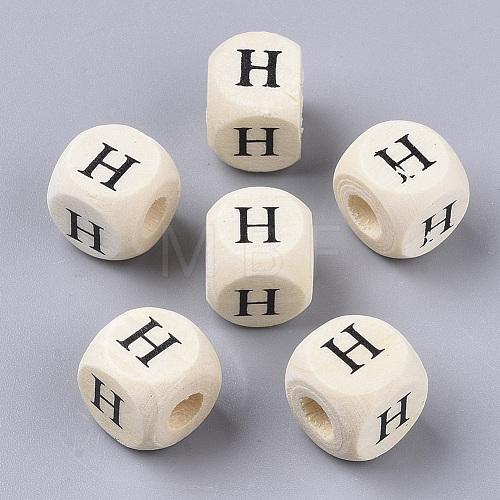 Printed Natural Wood Beads WOOD-T026-001H-1