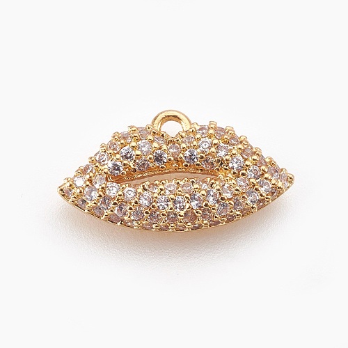 Brass Micro Pave Cubic Zirconia Pendants ZIRC-F089-06G-1