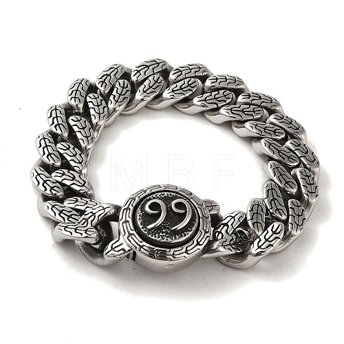 304 Stainless Steel Number Cuban Link Chain Bracelets for Women Men BJEW-Q341-09AS-1