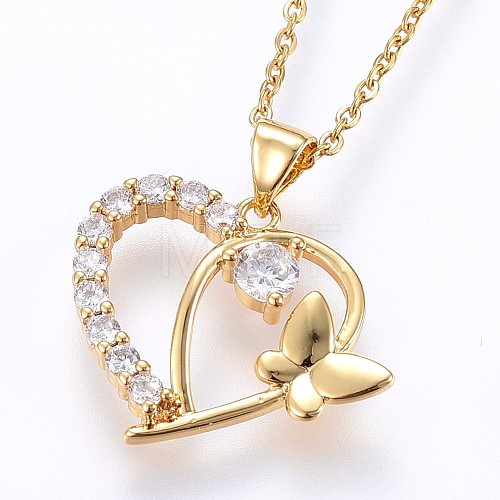 304 Stainless Steel Pendant Necklaces NJEW-H486-23G-1