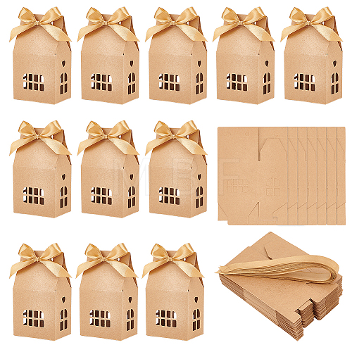 Hollow House Shaped Cardboard Paper Candy Boxes CON-WH0084-82A-1