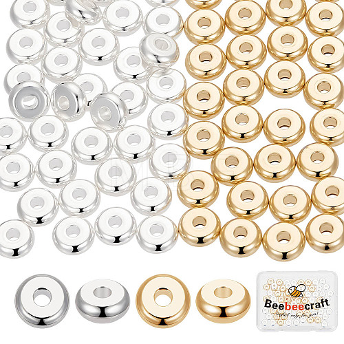 Beebeecraft 80Pcs 2 Colors 304 Stainless Steel Spacer Beads STAS-BBC0004-30-1