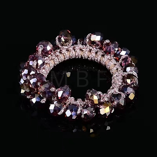 Faceted Glass Elastic Hair Ties PW-WG3B0F7-03-1