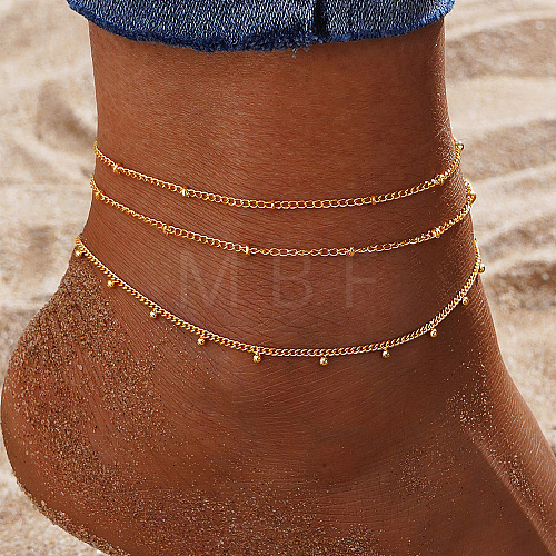 3Pcs Alloy Chain Anklets WG853BB-05-1