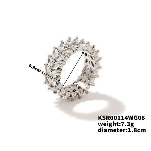 Chic Western Hip-hop Double-row Brass Rhinestone Ring Jewelry for Women JJ2699-10-1