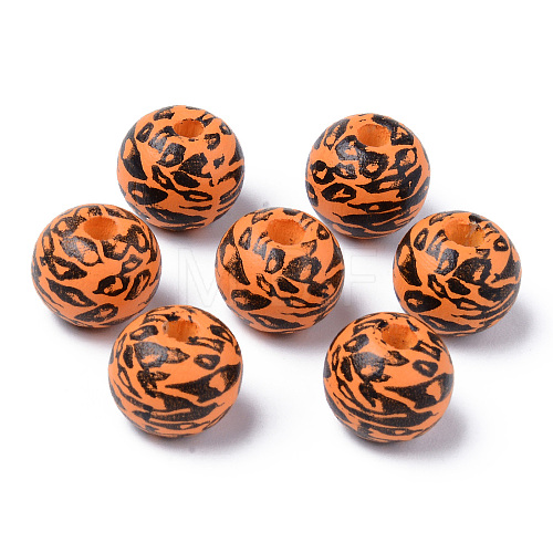 Painted Natural Wood Beads WOOD-S057-024P-1