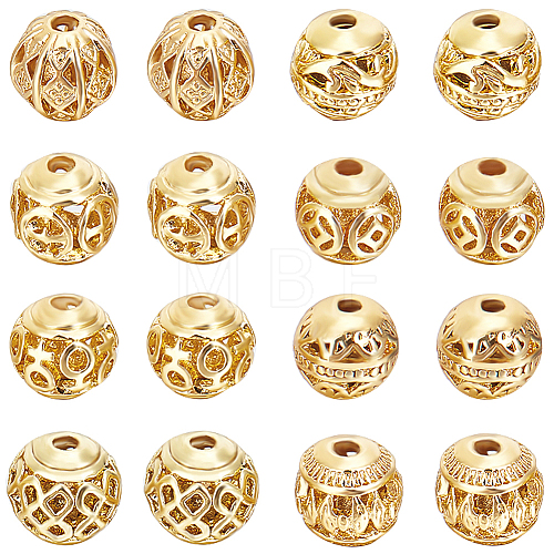 32Pcs 8 Style Alloy Hollow Beads FIND-BBC0002-61-1