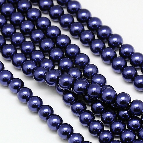 Eco-Friendly Dyed Glass Pearl Round Bead Strands X-HY-A002-6mm-RB069-1