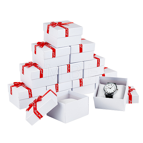 Square Cardboard Watch Package Boxes CON-WH0086-105B-1