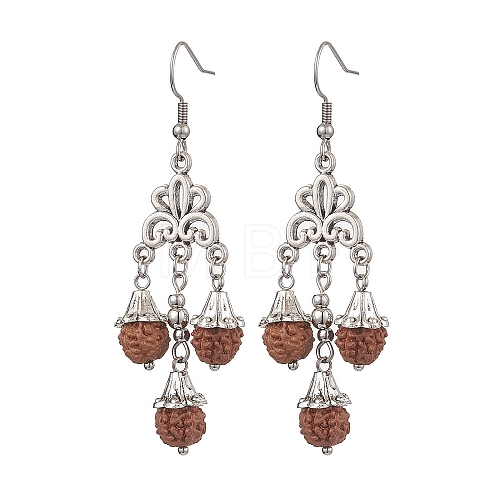 Natural Rudraksha Dangle Earrings EJEW-TA00537-1