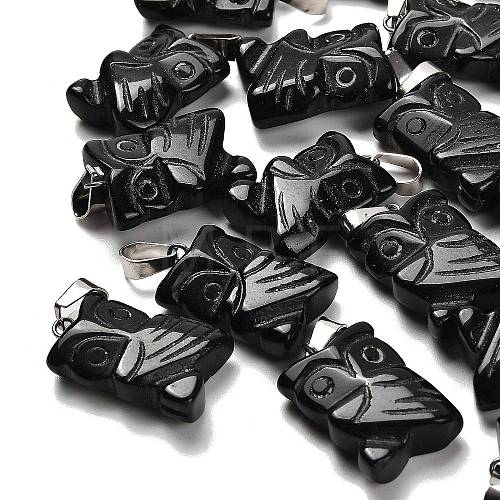 Natural Obsidian Pendants G-B127-09P-04-1