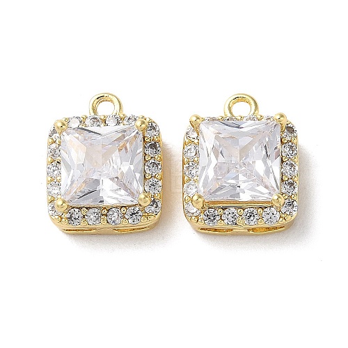 Brass Micro Pave Cubic Zirconia Charms KK-F872-18G-1