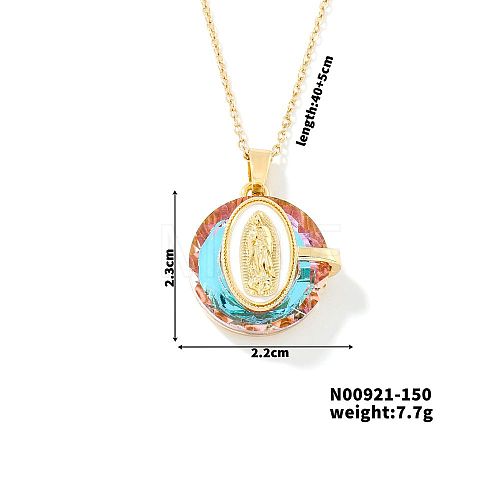 Luxury Fashionable American and European Style Brass Glass Virgin Mary Pendant Necklaces for Women DB7560-5-1