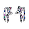 Colorful Cubic Zirconia Claw Stud Earrings EJEW-N011-80-02P-2