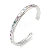 Brass Micro Pave Cubic Zirconia Cuff Bangles for Women BJEW-A172-02P-4
