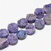 Flat Round Electroplated Natural Druzy Quartz Crystal Beads Strands G-A141-10mm-A02-1