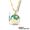 Brass Green Enamel 3D Flat Round Sky Sun Pendant Necklaces AR2379-2-2