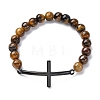 Round Natural Tiger Eye Bead Stretch Bracelets BJEW-F493-08EB-01-2