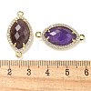 Natural Amethyst Faceted Horse Eye Connector Charms G-G181-07G-05-3