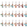 8Pcs 8 Styles Mixed Gemstone Chip Beads Glass Bottle European Dangle Charms PALLOY-AB00221-1