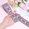 Rhombus Pattern Ethnic Style Embroidery Floral Polyester Ribbons OCOR-WH0070-324B-3
