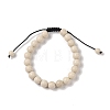 8mm Round Natural Fossil Braided Bead Bracelets BJEW-C067-01B-26-2