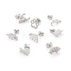 16 Pairs 16 Style Crocodiles & Dog & Swan & Hedgehog & Dinosaur & Bird 304 Stainless Steel Stud Earrings EJEW-CF0001-02P-3