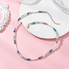 Natural Aquamarine & Sodalite & Green Aventurine Round Cube and Natural Pearl Rice Beaded Necklaces NJEW-JN05868-01-1