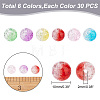 60Pcs 6 Colors Transparent Crackle Acrylic Beads CACR-AR0001-01-2