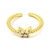 Butterfly Brass Glass Open Cuff Ring for Women RJEW-U003-20G-2