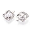 Brass Micro Pave Clear Cubic Zirconia Pendants KK-T080-57P-2