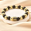 Brass Micro Pave Cubic Zirconia Beads Stretch Bracelets for Women Men BJEW-H201-01F-BG-1