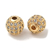 Brass Micro Pave Clear Cubic Zirconia Beads ZIRC-R113-01C-G-2