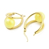 Ion Plating(IP) 304 Stainless Steel & Plastic Imitation Pearl Oval with Ball Hoop Earrings for Women EJEW-C096-13G-04-2
