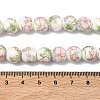 Handmade Flower Printed Porcelain Ceramic Beads Strands PORC-M007-10mm-07-3