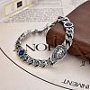 Lion Pattern Brass Pave Cubic Zirconia Cuban Link Chains Bracelets FS-WGF670F-03-1