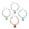 4Pcs 4 Style Natural Mixed Gemstone Heart Charm Bracelets Set with Chips Beaded Chains BJEW-TA00295-1