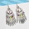 Ring & Feather Alloy & Glass Chandelier Earrings EJEW-G426-01AS-2