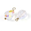 Electroplate Glass Teardrop Charms STAS-N110-13G-2